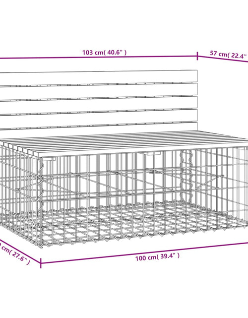 Încărcați imaginea în vizualizatorul Galerie, Bancă de grădină, design gabion, 103x70x65cm, lemn masiv de pin
