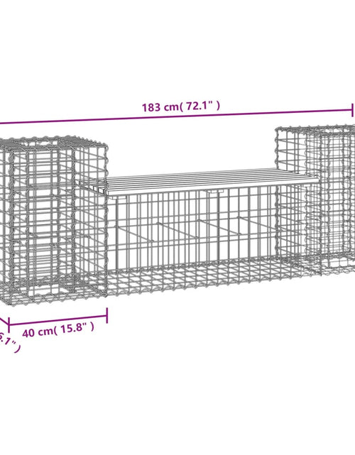 Загрузите изображение в средство просмотра галереи, Bancă de grădină cu gabion, 183x41x60,5 cm, lemn masiv Douglas
