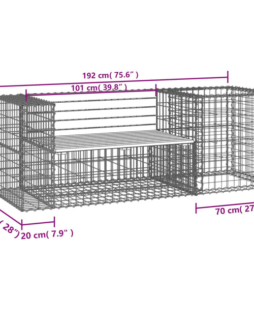 Încărcați imaginea în vizualizatorul Galerie, Bancă de grădină cu coș gabion, lemn masiv de pin
