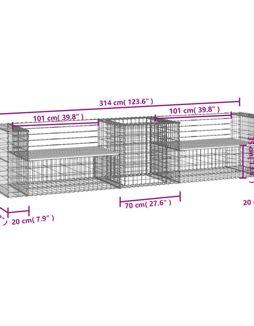 Încărcați imaginea în vizualizatorul Galerie, Bancă de grădină &amp; coș gabion, lemn de pin tratat
