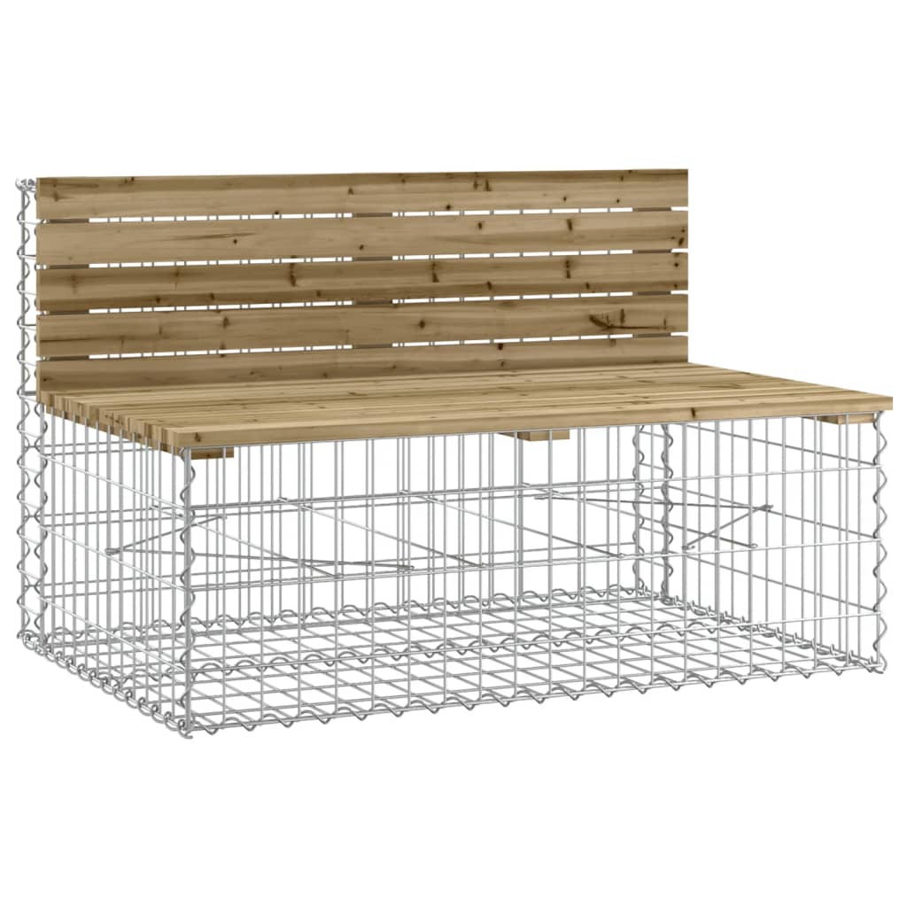 Bancă grădină design gabion, 287x71x65,5 cm, lemn pin impregnat