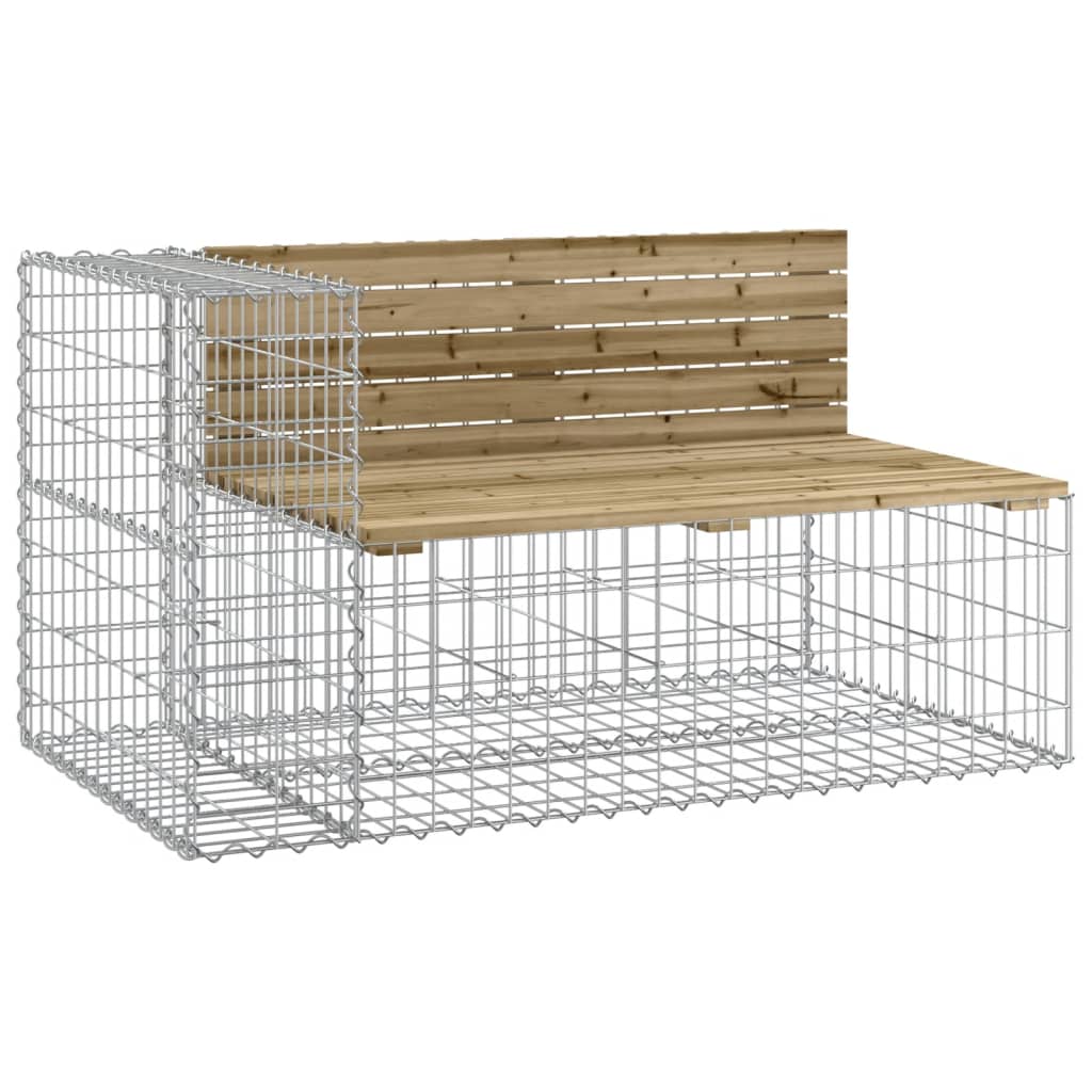 Bancă grădină design gabion, 347x71x65,5 cm, lemn pin impregnat