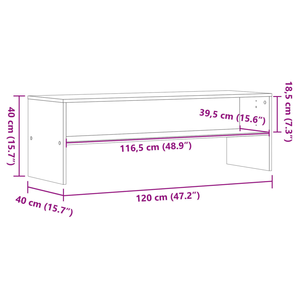 Dulap TV, gri sonoma, 120x40x40 cm, lemn prelucrat