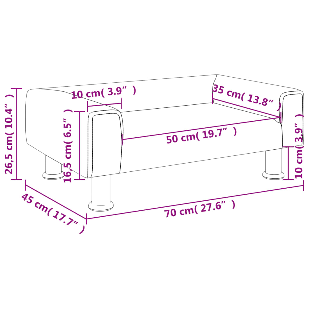 Canapea pentru copii, gri deschis, 70x45x26,5 cm, catifea