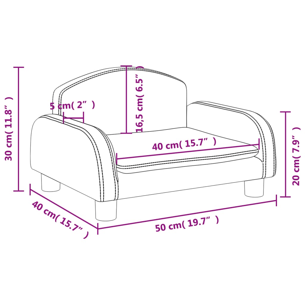 Canapea pentru copii, gri, 50x40x30 cm, piele ecologică - Lando