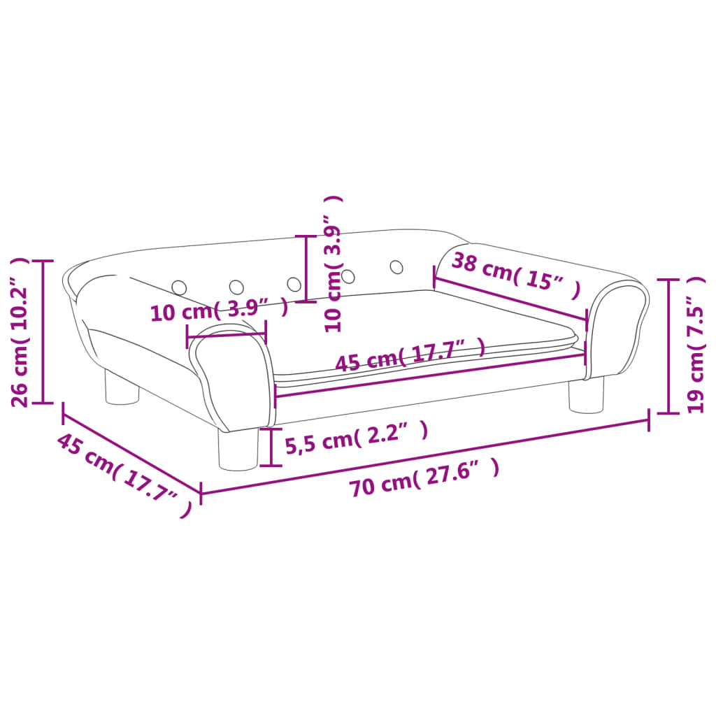 Canapea pentru copii, gri deschis, 70x45x26 cm, catifea