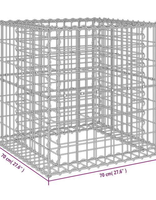 Загрузите изображение в средство просмотра галереи, Coș gabion, argintiu, 70x70x65 cm, fier galvanizat
