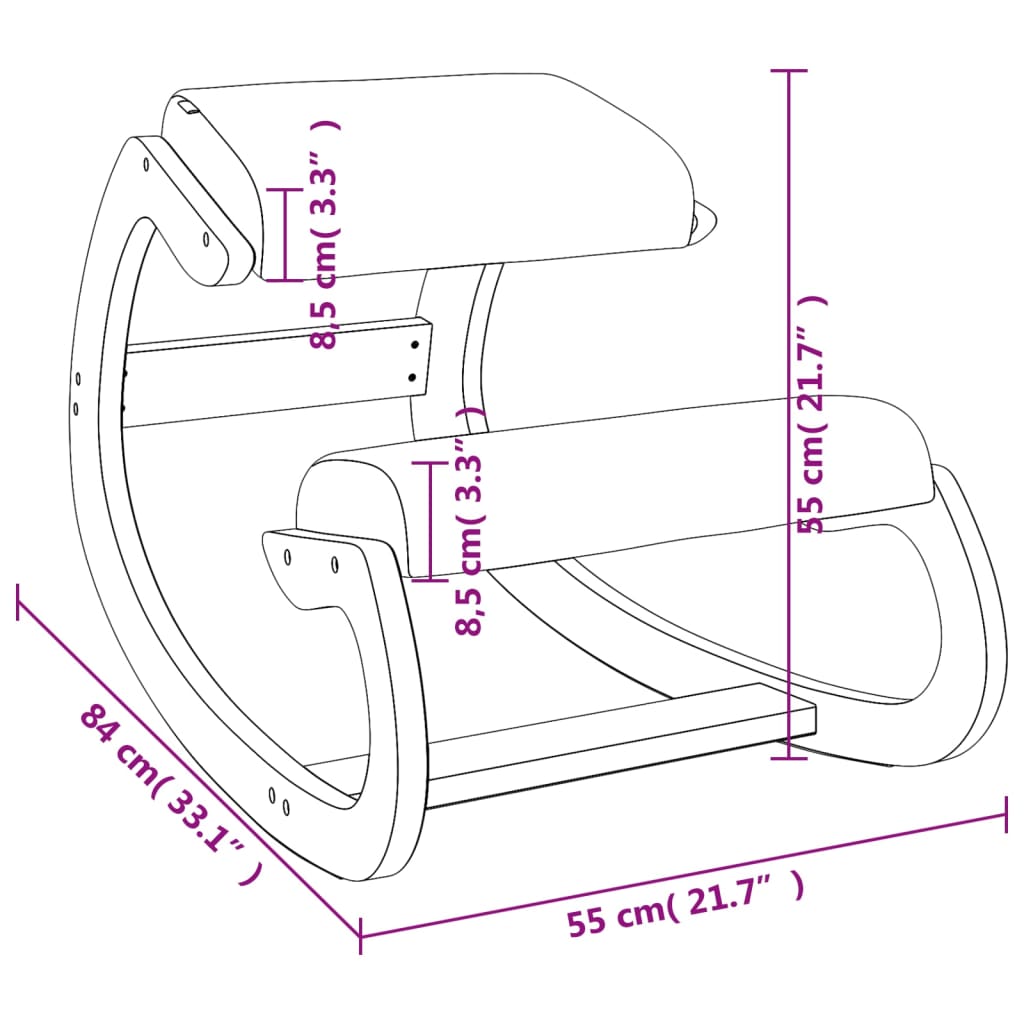 Scaun de genunchi, maro, 55x84x55 cm, placaj de mesteacăn - Lando