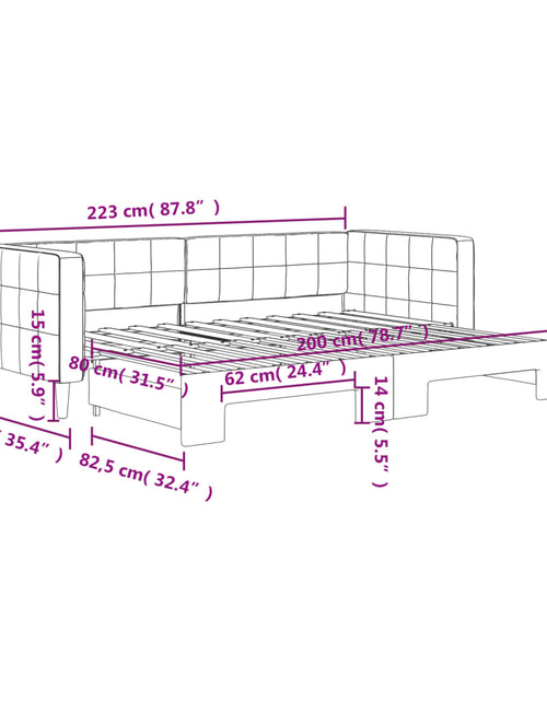 Încărcați imaginea în vizualizatorul Galerie, Pat de zi cu extensie, negru, 80x200 cm, catifea
