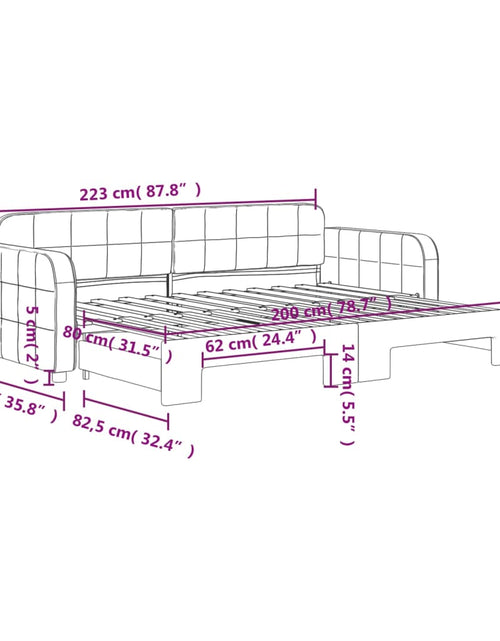Încărcați imaginea în vizualizatorul Galerie, Pat de zi cu extensie, gri deschis, 80x200 cm, catifea
