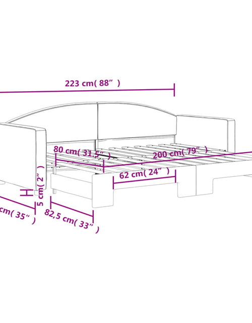 Încărcați imaginea în vizualizatorul Galerie, Pat de zi cu extensie, gri deschis, 80x200 cm, textil
