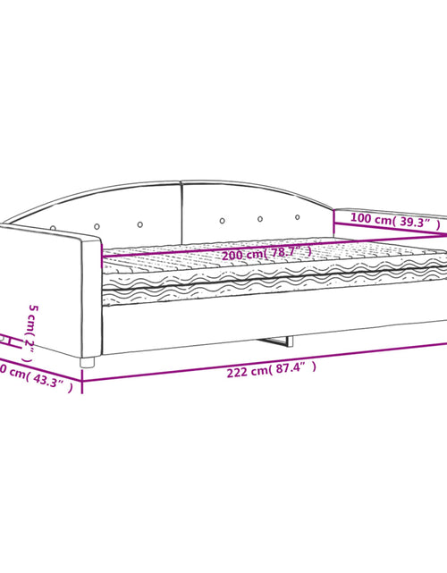 Încărcați imaginea în vizualizatorul Galerie, Pat de zi cu saltea, gri deschis, 100x200 cm, catifea
