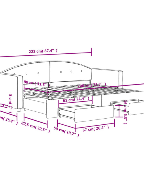 Încărcați imaginea în vizualizatorul Galerie, Pat de zi cu extensie și sertare verde închis 80x200 cm catifea
