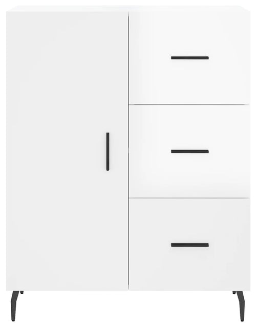 Загрузите изображение в средство просмотра галереи, Dulap înalt, alb extralucios, 69,5x34x180 cm, lemn compozit
