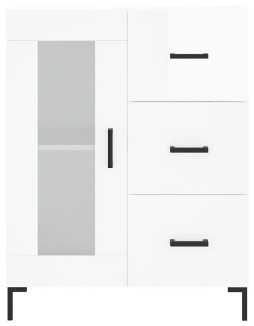 Загрузите изображение в средство просмотра галереи, Dulap înalt, alb extralucios, 69,5x34x180 cm, lemn compozit
