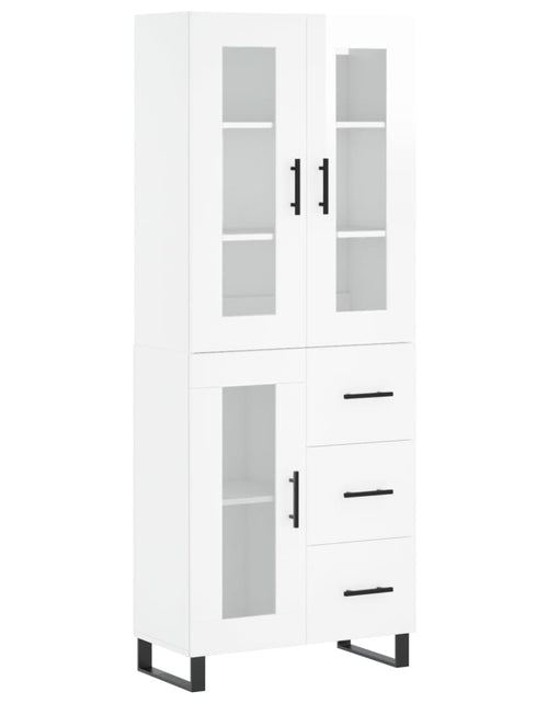 Загрузите изображение в средство просмотра галереи, Dulap înalt, alb extralucios, 69,5x34x180 cm, lemn compozit
