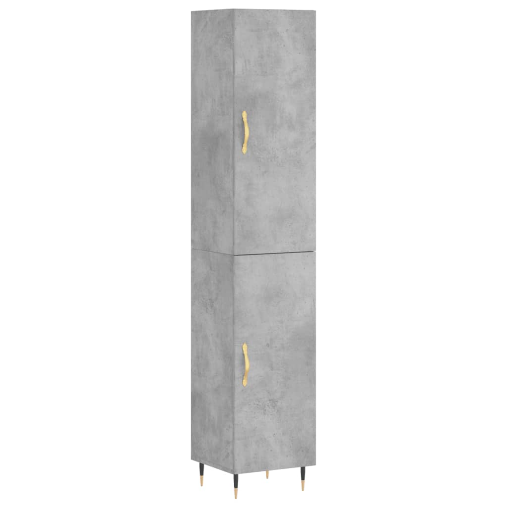 Dulap înalt, gri beton, 34,5x34x180 cm, lemn prelucrat