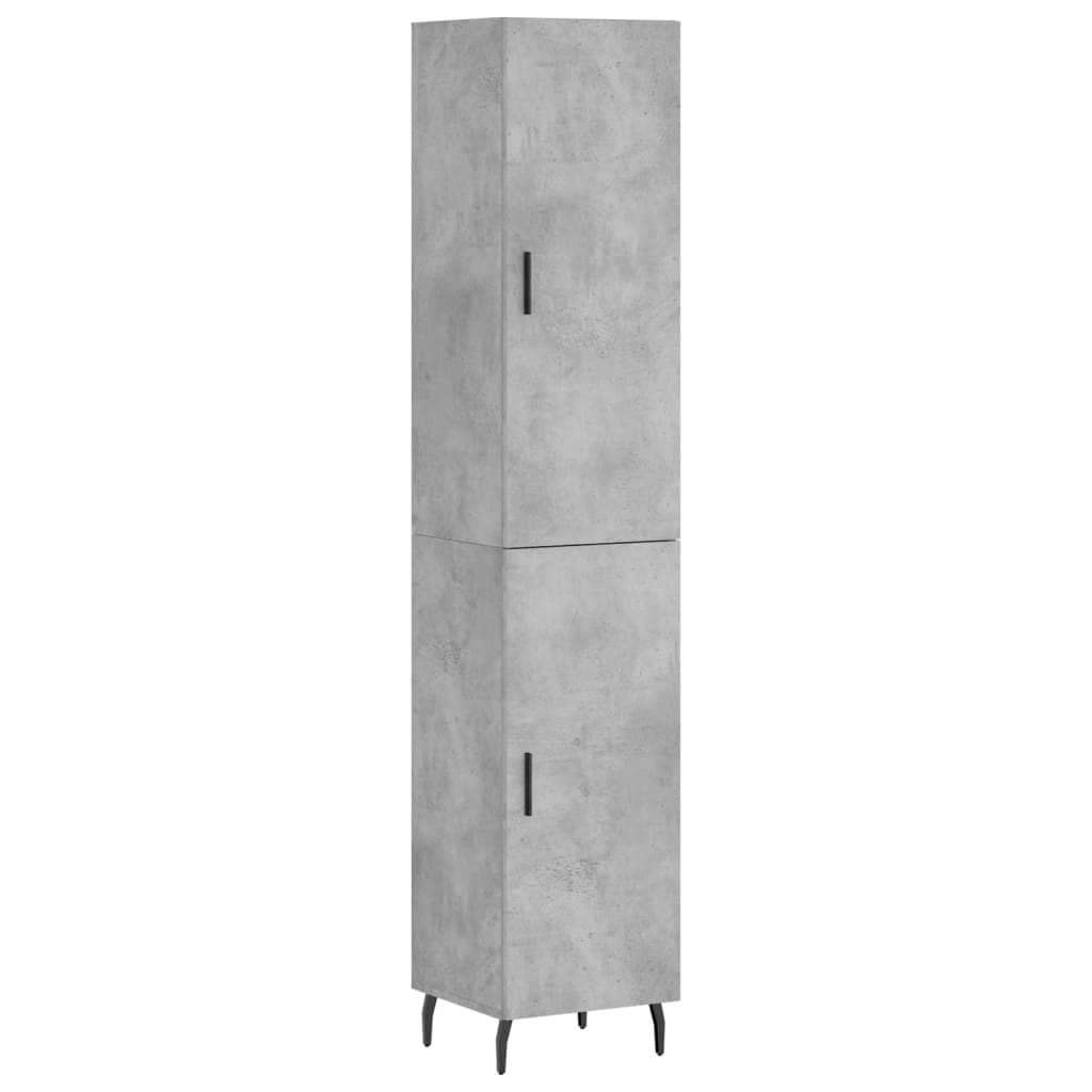 Dulap înalt, gri beton, 34,5x34x180 cm, lemn prelucrat