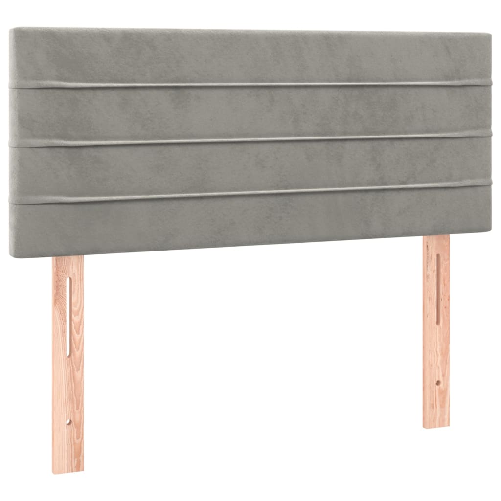 Pat box spring cu saltea, gri deschis, 100x200 cm, catifea