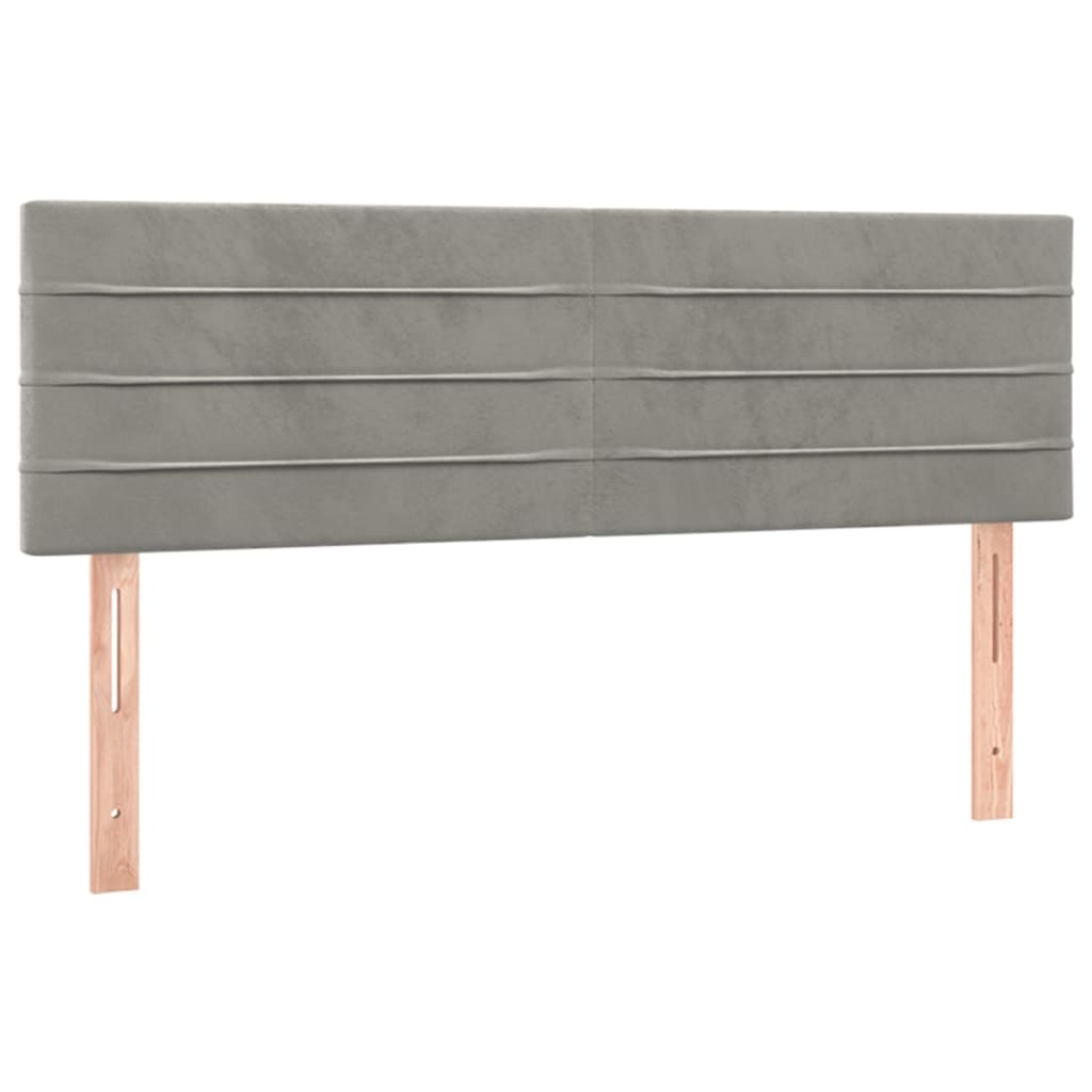 Pat box spring cu saltea, gri deschis, 140x190 cm, catifea