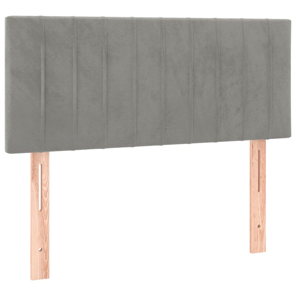 Pat box spring cu saltea, gri deschis, 80x200 cm, catifea