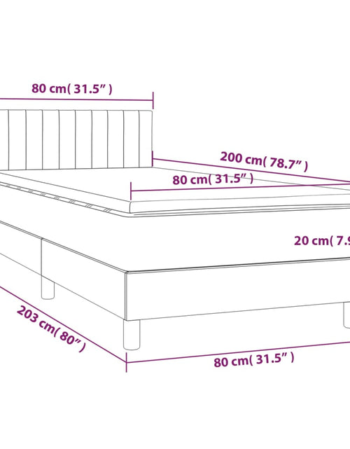 Загрузите изображение в средство просмотра галереи, Pat box spring cu saltea, gri deschis, 80x200 cm, catifea
