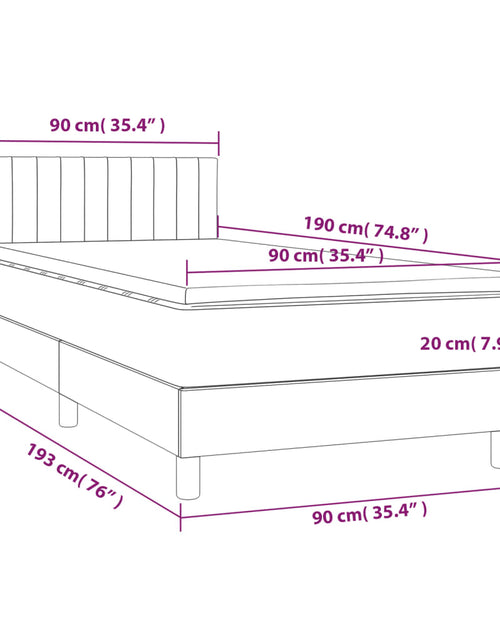 Загрузите изображение в средство просмотра галереи, Pat box spring cu saltea, gri închis, 90x190 cm, catifea
