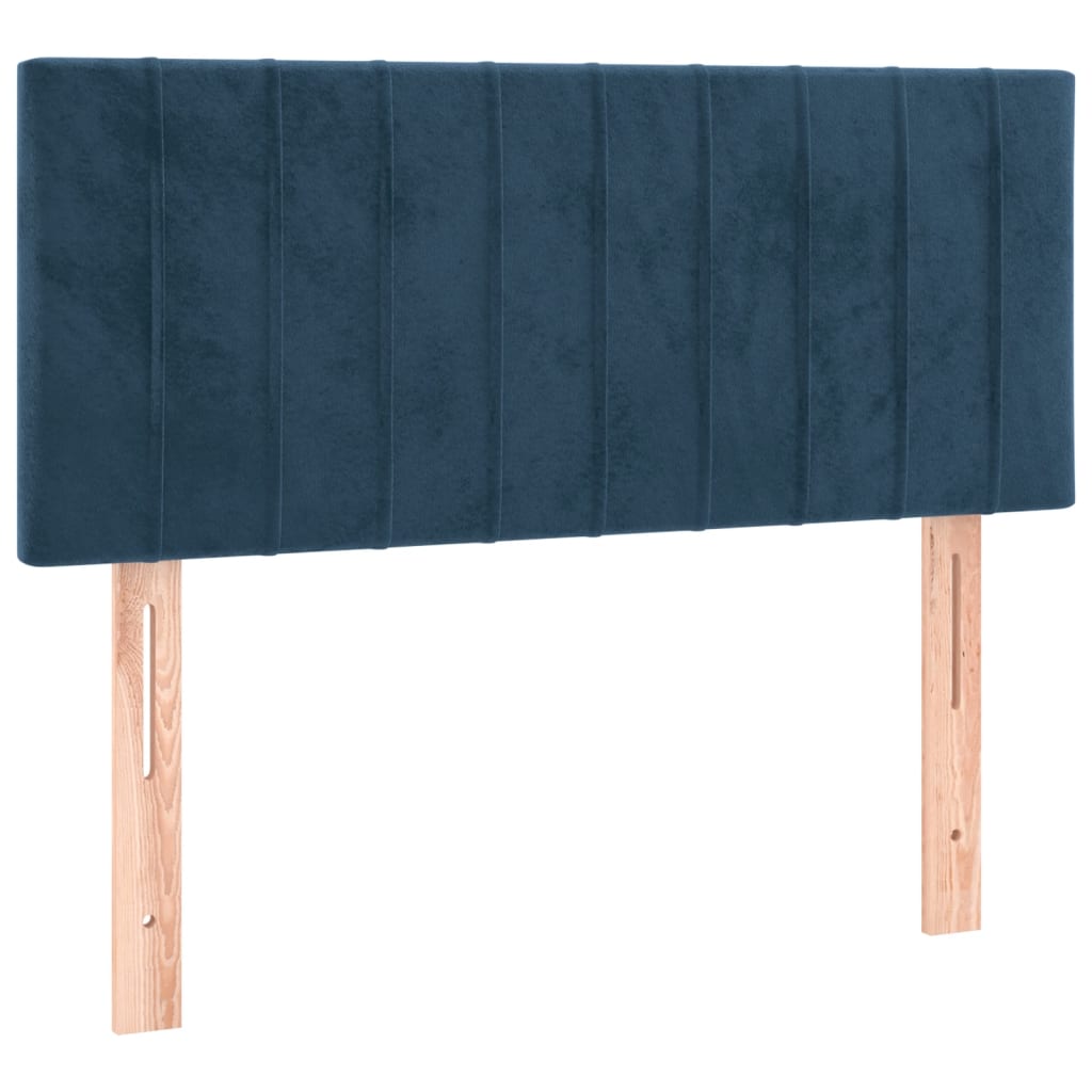 Pat box spring cu saltea, albastru închis, 90x200 cm, catifea