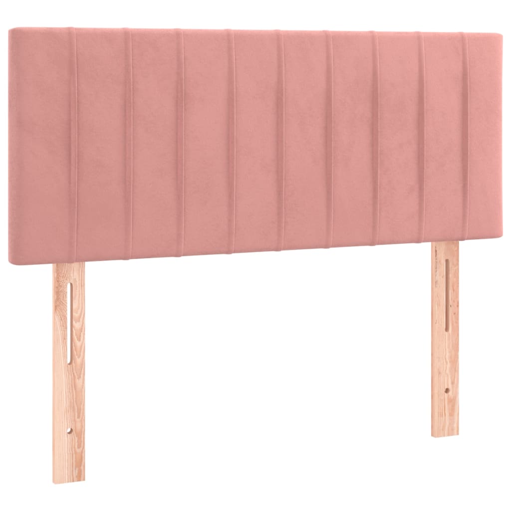 Pat box spring cu saltea, roz, 100x200 cm, catifea