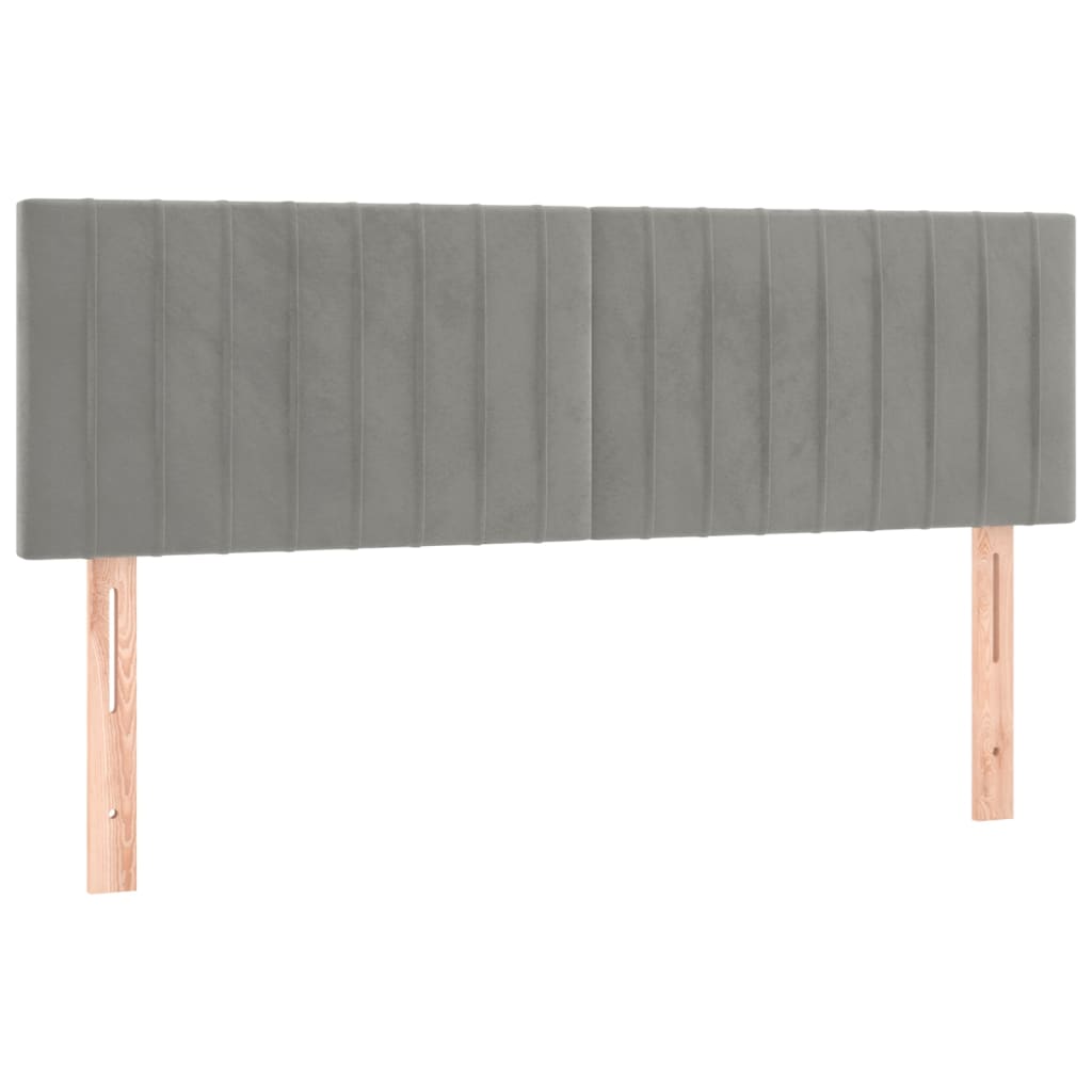 Pat box spring cu saltea, gri deschis, 140x190 cm, catifea