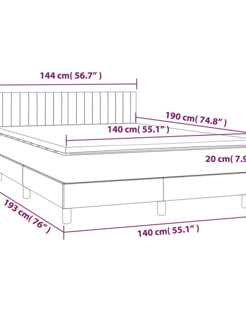 Загрузите изображение в средство просмотра галереи, Pat box spring cu saltea, gri deschis, 140x190 cm, catifea
