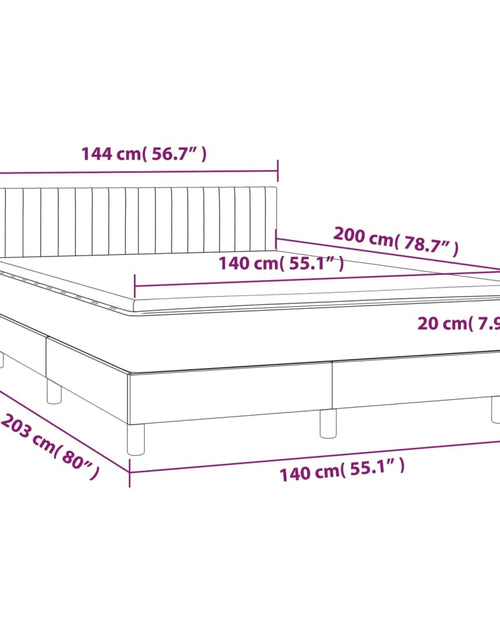 Загрузите изображение в средство просмотра галереи, Pat box spring cu saltea, gri deschis, 140x200 cm, catifea
