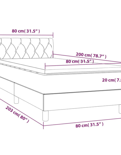 Загрузите изображение в средство просмотра галереи, Pat box spring cu saltea, gri închis, 80x200 cm, catifea
