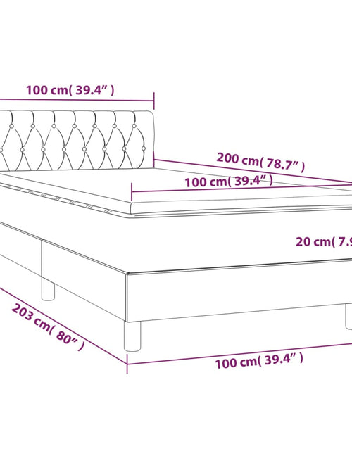 Загрузите изображение в средство просмотра галереи, Pat box spring cu saltea, gri deschis, 100x200 cm, catifea
