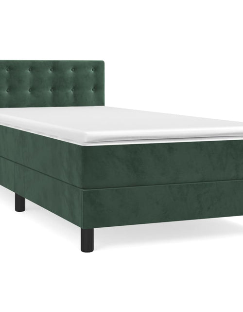 Загрузите изображение в средство просмотра галереи, Pat box spring cu saltea, verde închis, 80x200 cm, catifea
