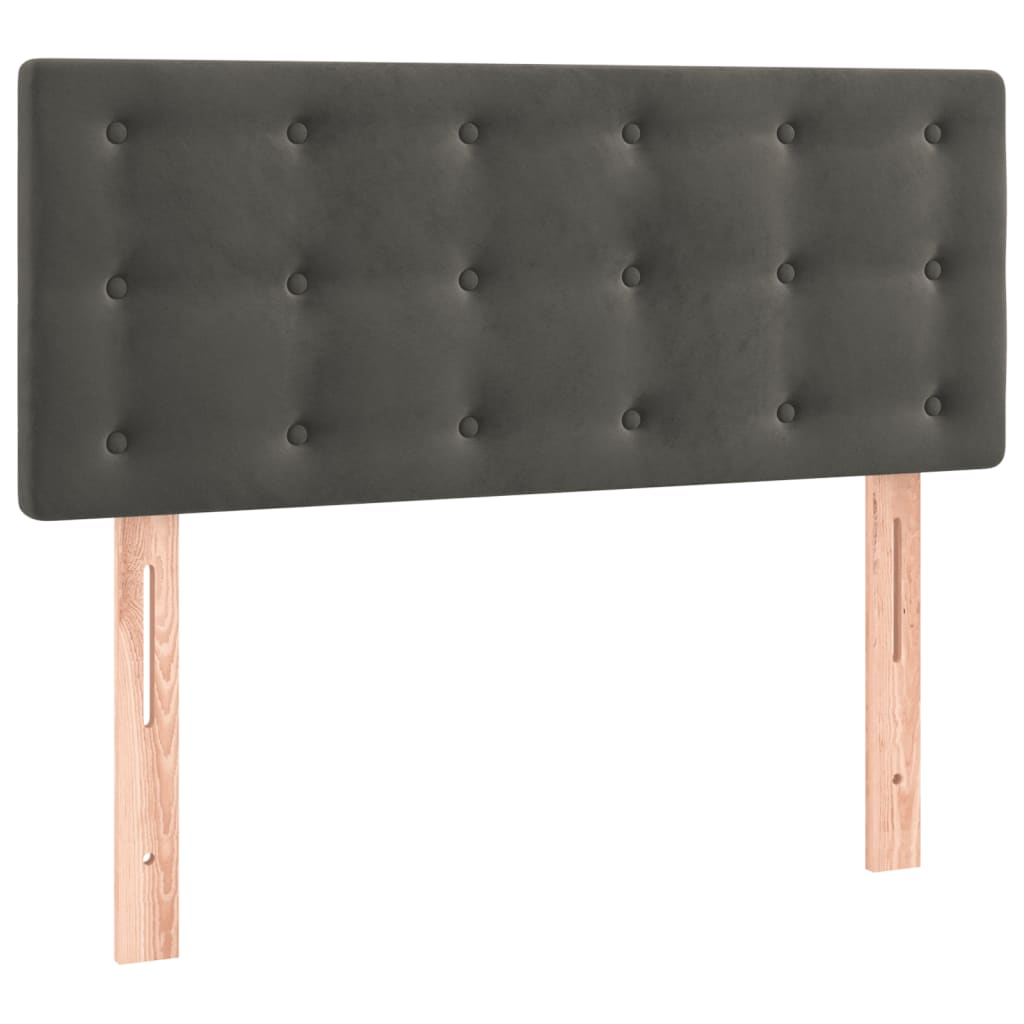 Pat box spring cu saltea, gri închis, 100x200 cm, catifea