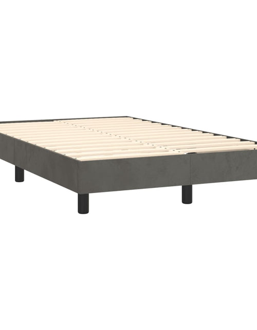 Загрузите изображение в средство просмотра галереи, Pat box spring cu saltea, gri închis, 120x200 cm, catifea
