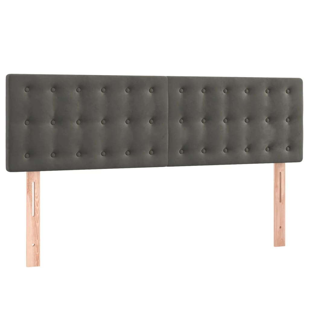 Pat box spring cu saltea, gri închis, 140x200 cm, catifea