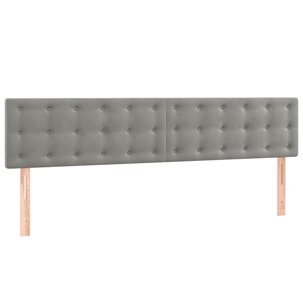 Pat box spring cu saltea, gri deschis, 200x200 cm, catifea