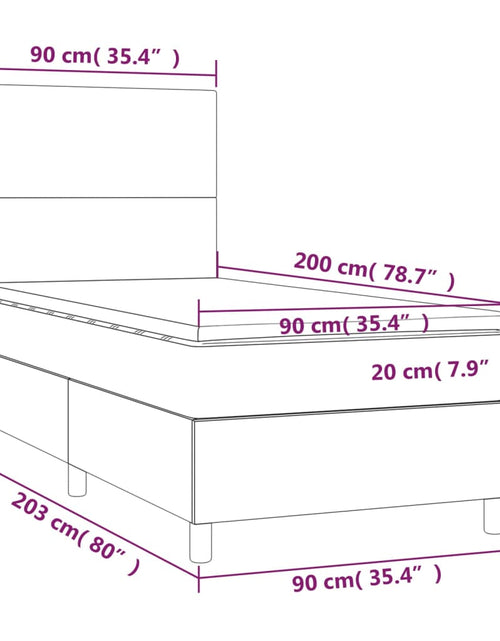 Загрузите изображение в средство просмотра галереи, Pat box spring cu saltea, maro închis, 90x200 cm, textil
