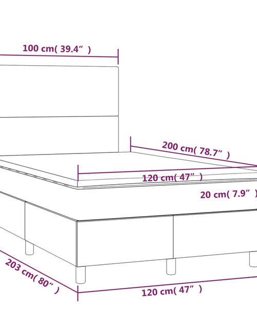 Загрузите изображение в средство просмотра галереи, Pat box spring cu saltea, gri deschis, 120x200 cm, textil
