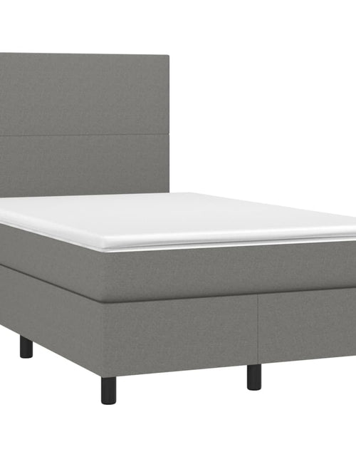 Загрузите изображение в средство просмотра галереи, Pat box spring cu saltea, gri închis, 120x200 cm, textil
