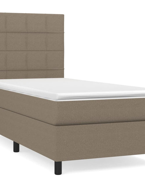 Загрузите изображение в средство просмотра галереи, Pat box spring cu saltea, gri taupe, 80x200 cm, textil
