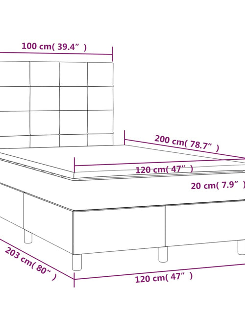 Загрузите изображение в средство просмотра галереи, Pat box spring cu saltea, gri deschis, 120x200 cm, textil
