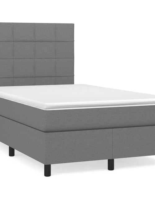 Загрузите изображение в средство просмотра галереи, Pat box spring cu saltea, gri închis, 120x200 cm, textil
