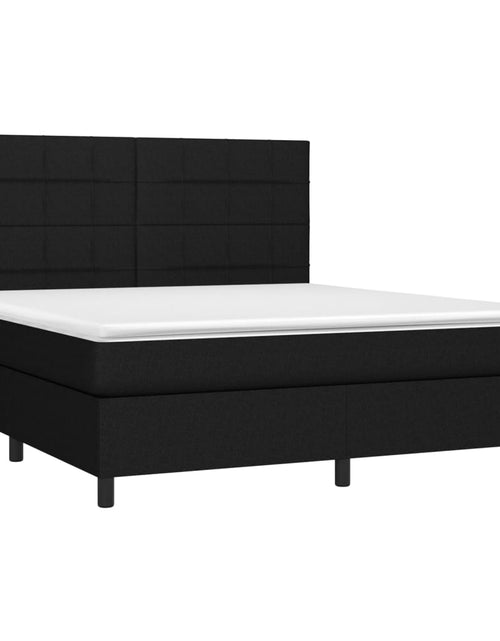 Загрузите изображение в средство просмотра галереи, Pat box spring cu saltea, negru, 180x200 cm, catifea
