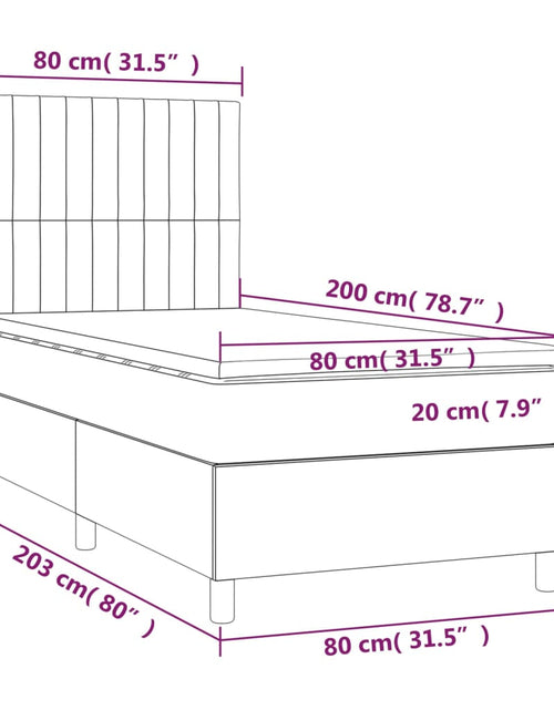 Загрузите изображение в средство просмотра галереи, Pat box spring cu saltea, maro închis, 80x200 cm, textil
