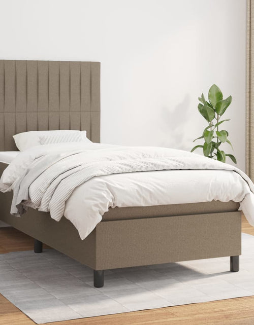 Încărcați imaginea în vizualizatorul Galerie, Pat box spring cu saltea, gri taupe, 80x200 cm, textil
