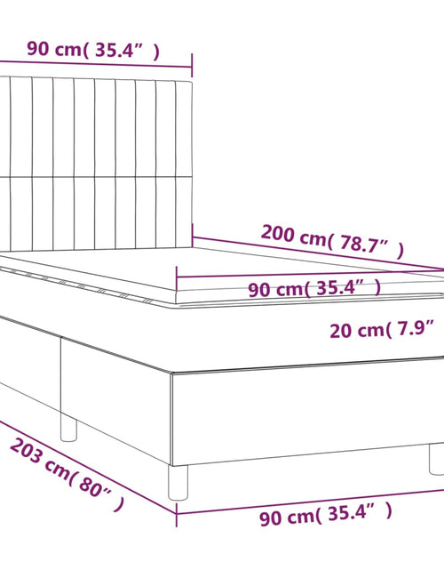 Загрузите изображение в средство просмотра галереи, Pat box spring cu saltea, gri închis, 90x200 cm, textil
