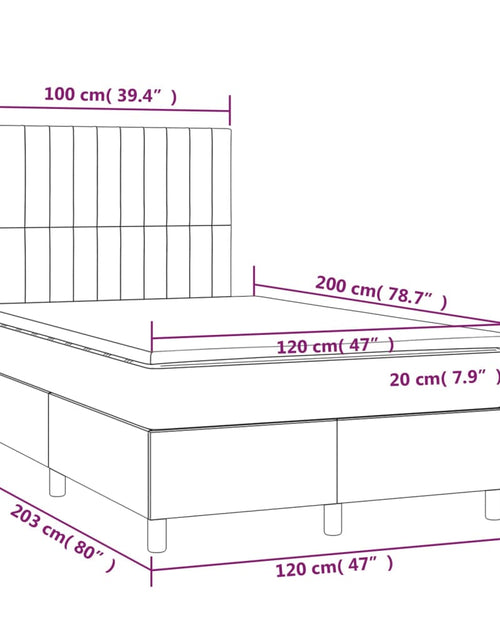 Загрузите изображение в средство просмотра галереи, Pat box spring cu saltea, gri deschis, 120x200 cm, textil
